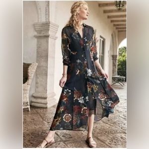 Soft Surroundings Anais Black Floral Dress
